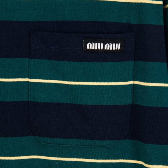 Miu Miu Navy Green Striped Long Sleeve Top | Authentic New - Picture 5 of 7